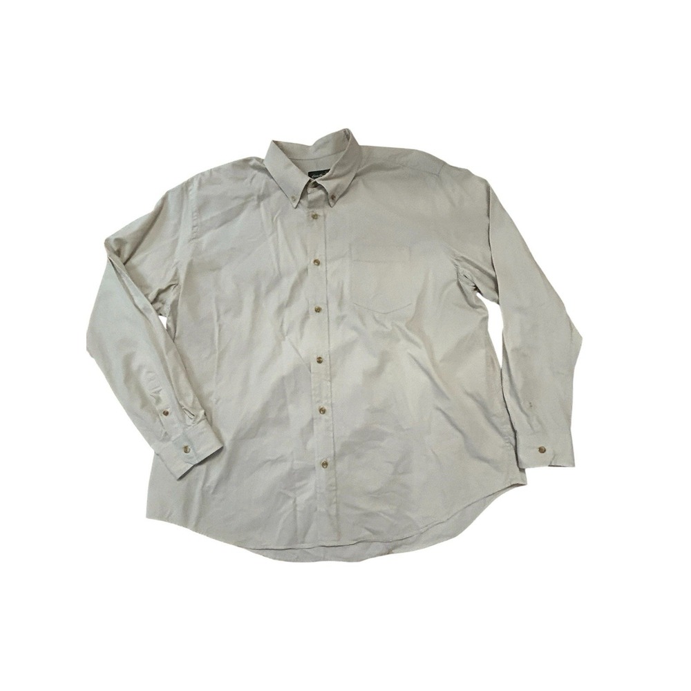 Eddie Bauer NWOT Button Collar Long Sleeve Shirt Mens SZ XXL Cotton Tan